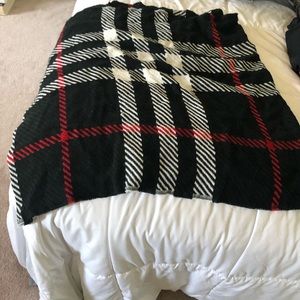 Thick Red, Black, and White Plaid Scarf